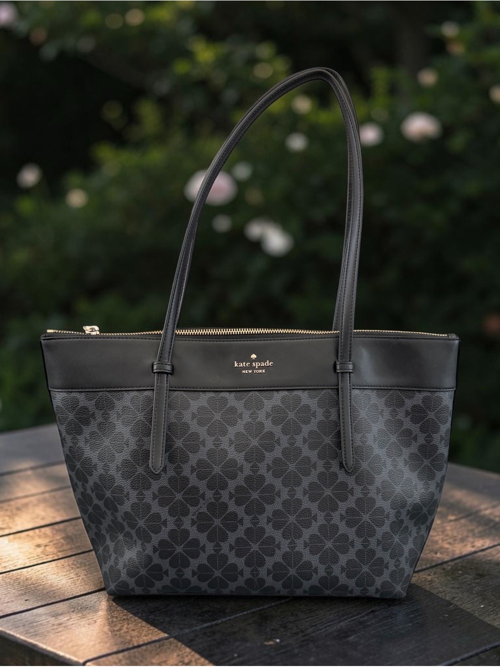 Kate Spade Black All Day Spade Flower Signature Tote Bag